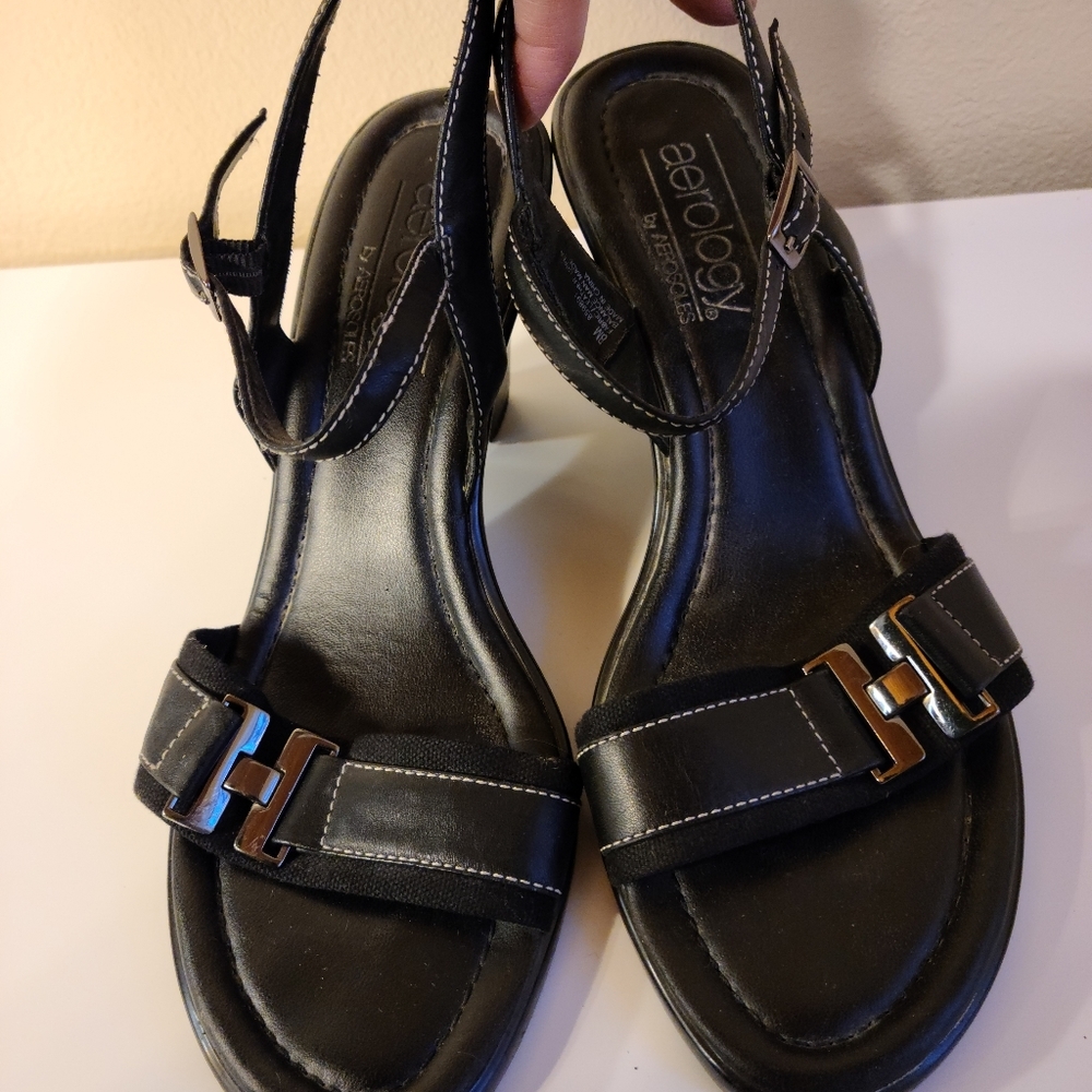 Aerosoles Black Leather Sandals​